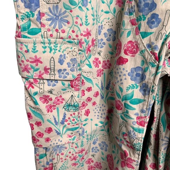 Duluth Trading Heirloom Gardening Overalls S Floral Cargo Utility Jumpsuit - Picture 4 of 9